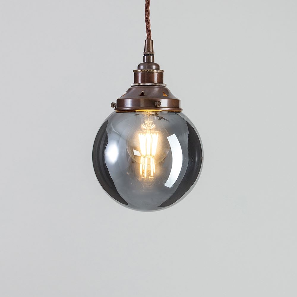 Globe Blown Glass Pendant Light - Smoked