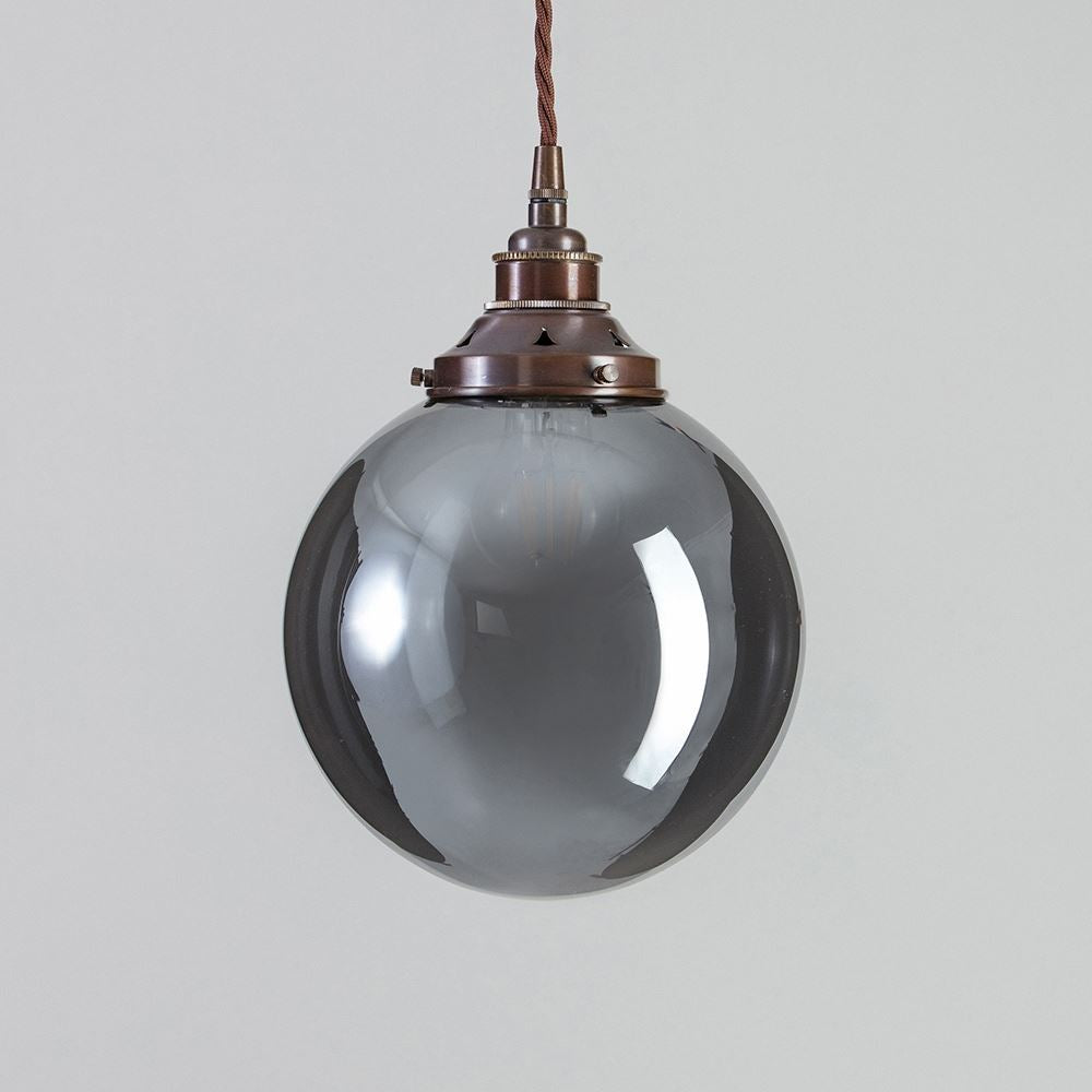 Globe Blown Glass Pendant Light - Smoked