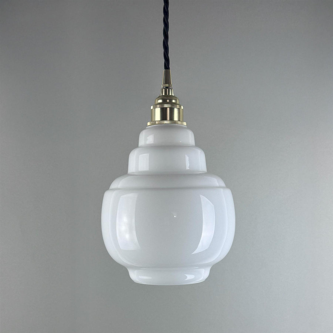 Old School Electric Barrel Opal Glass Pendant Light