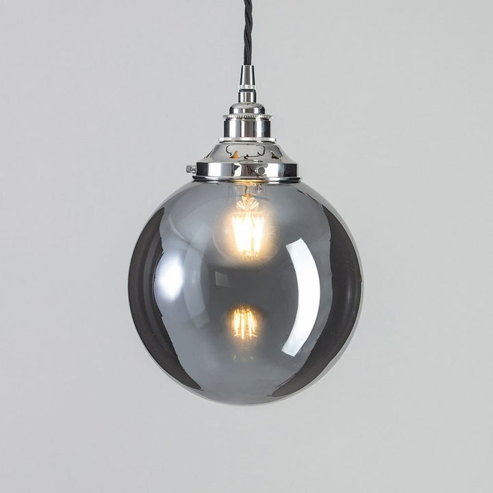 Globe Blown Glass Pendant Light - Smoked