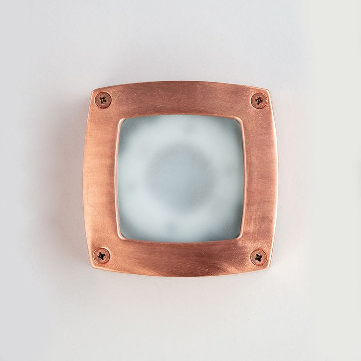 An Old School Electric Square Outdoor Path Light fixture on a white surface.