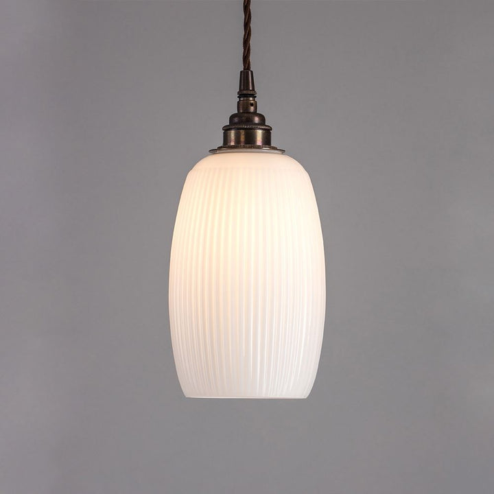 Outlet Old School Electric Gillespie pendant - Antique Brass, Brown Cable