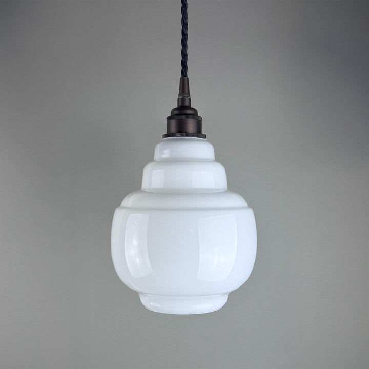 Old School Electric Barrel Opal Glass Pendant Light