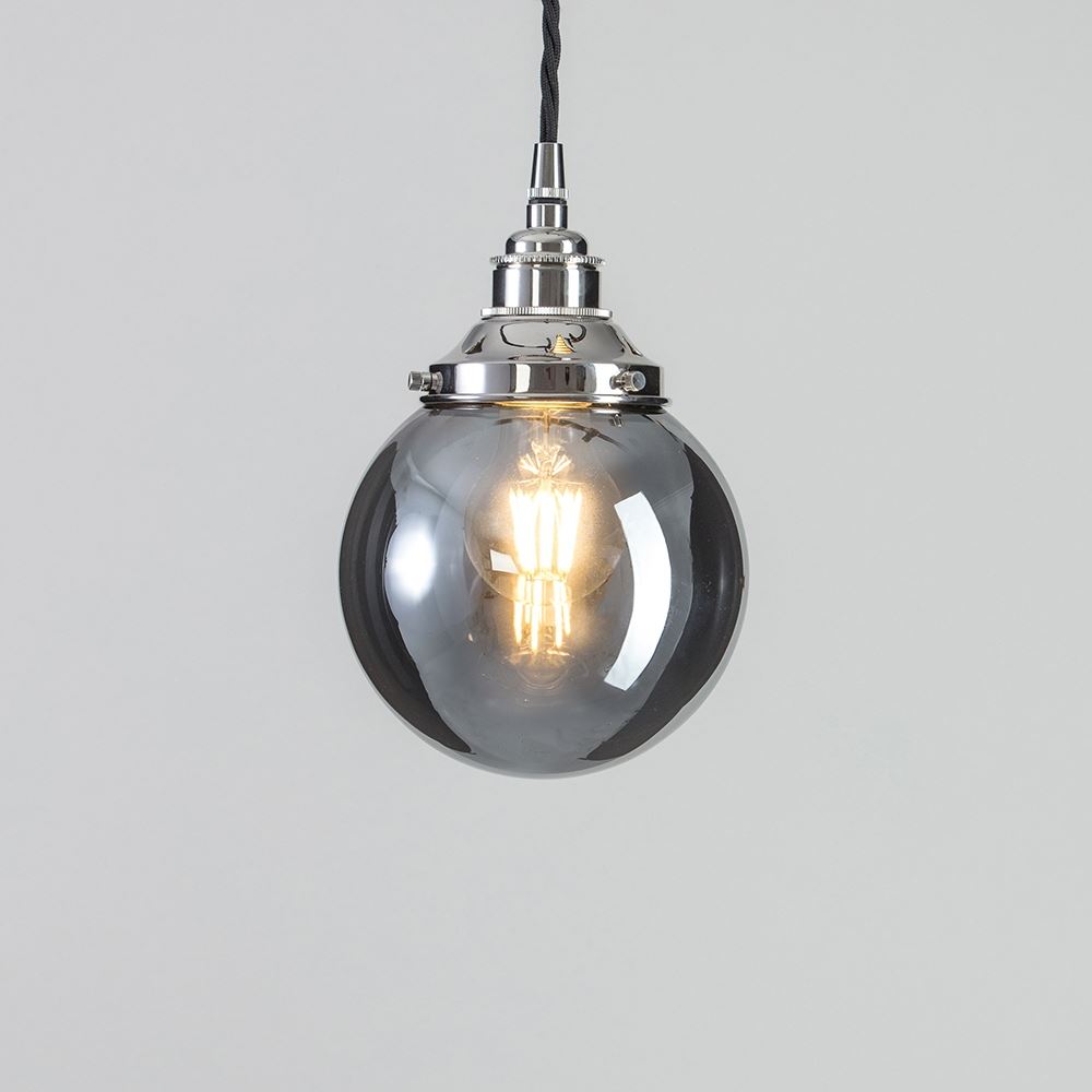 Globe Blown Glass Pendant Light - Smoked