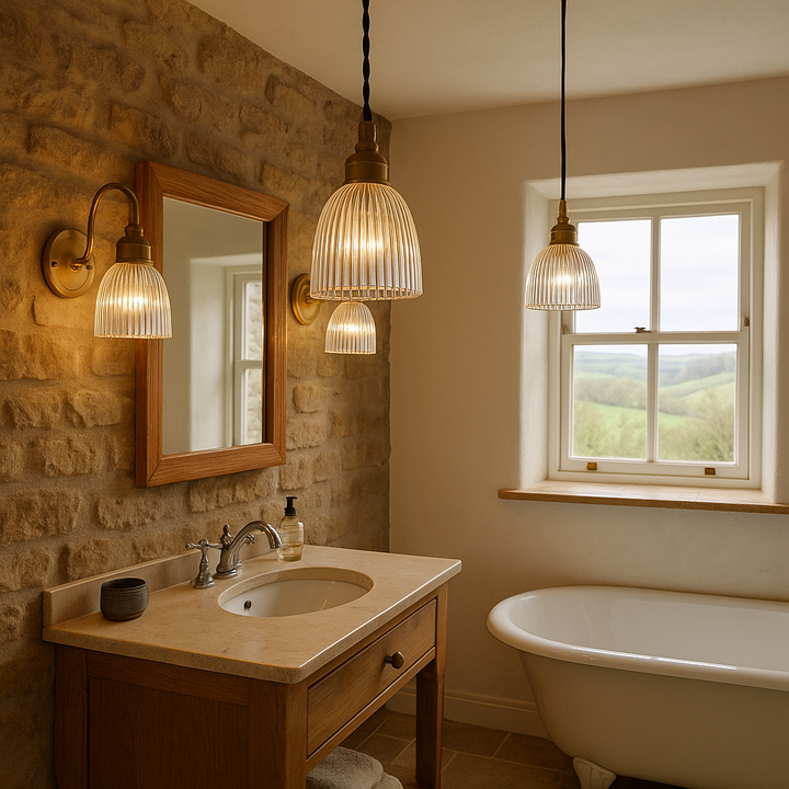Elongated Prismatic Pendant Light : Bathroom Version