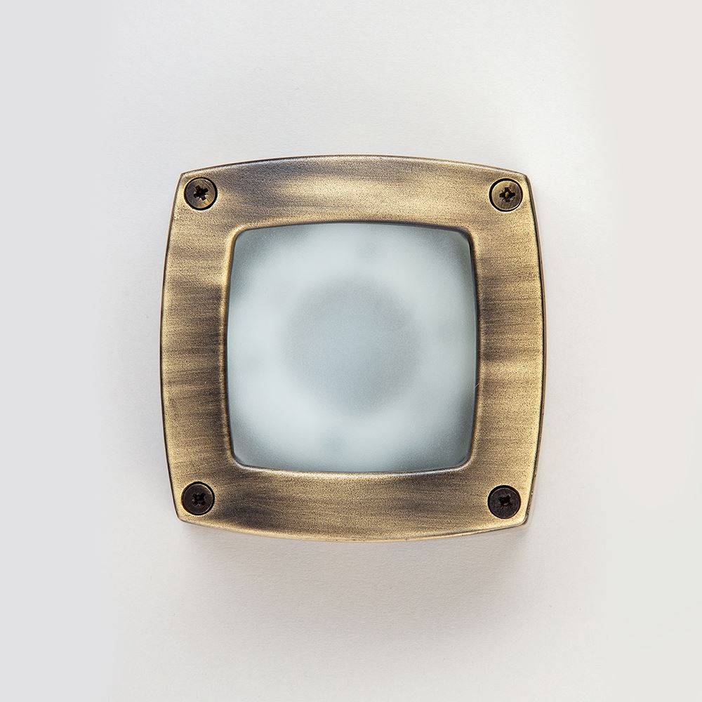 An Old School Electric Square Outdoor Path Light with frosted glass.