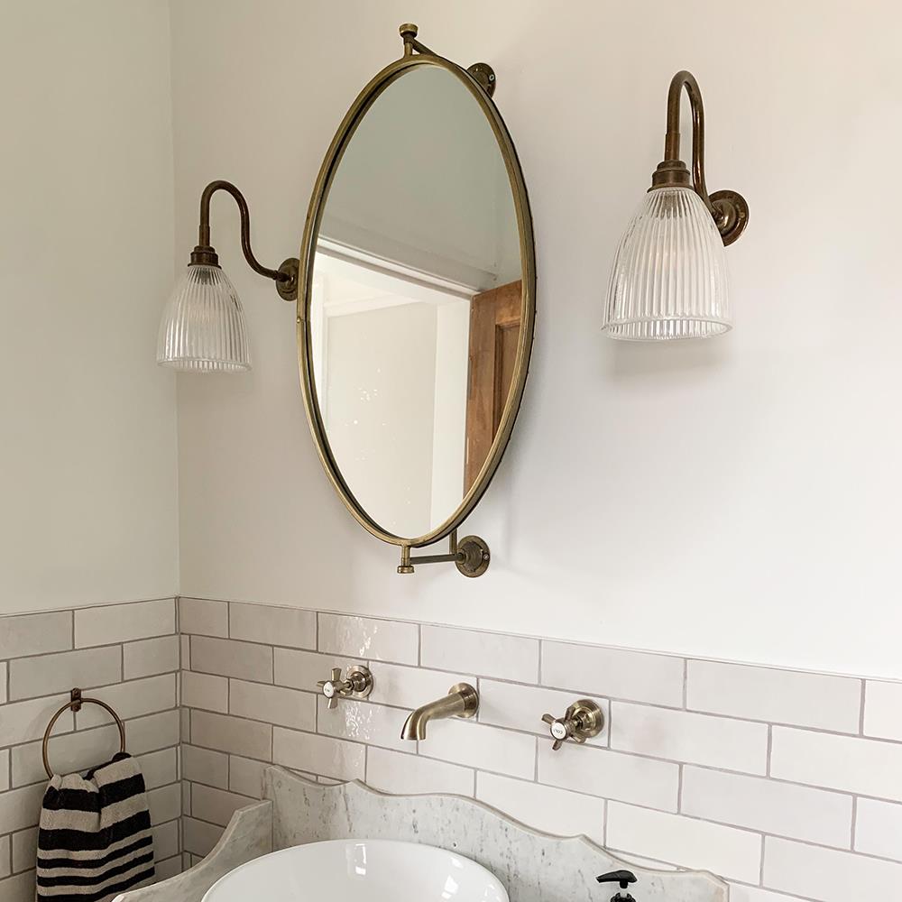 Elongated Prismatic Swan Arm Wall Light : Bathroom Version