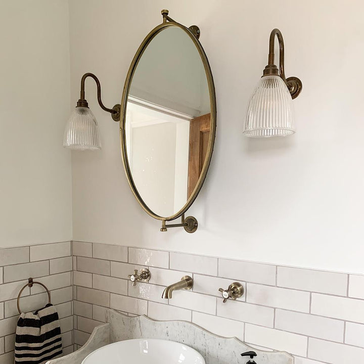 Elongated Prismatic Swan Arm Wall Light : Bathroom Version