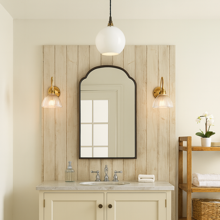 Prismatic Dome Wall Light : Swan Arm : Bathroom Version