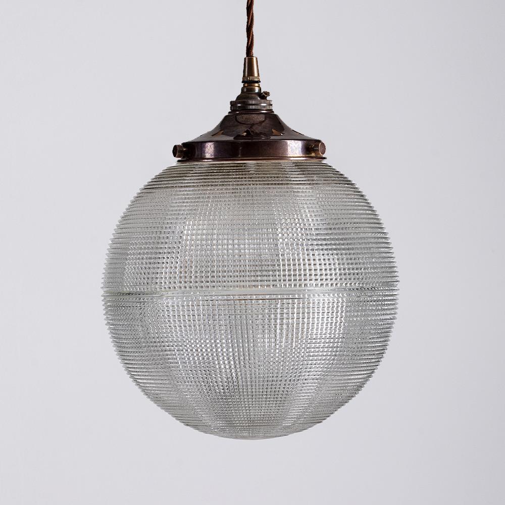 An Old School Electric Prismatic Globe Pendant Light for lighting fixtures.