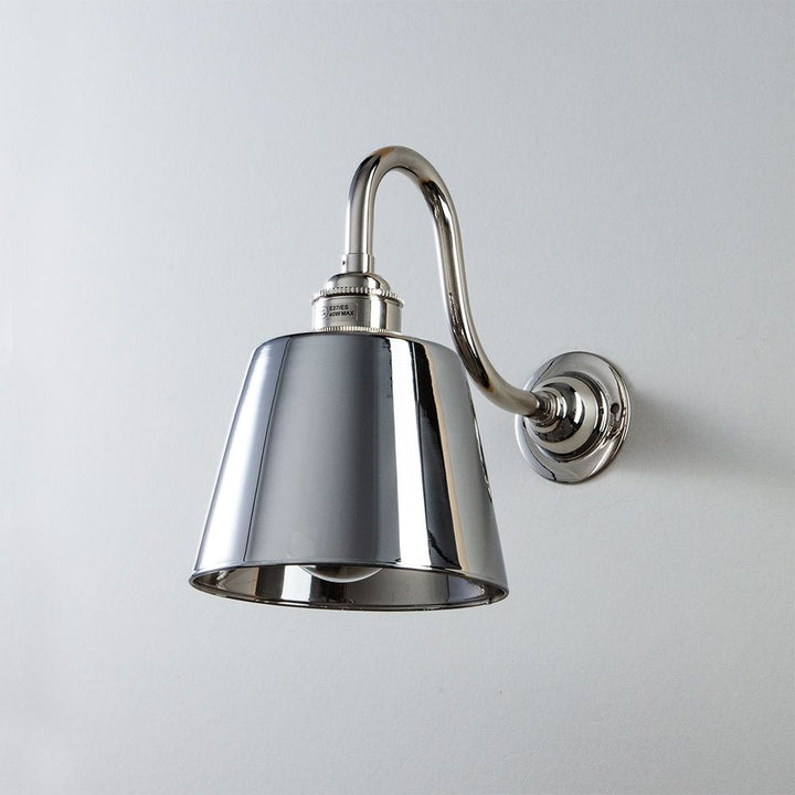 Tapered Smoked Glass Swan Arm Wall Light